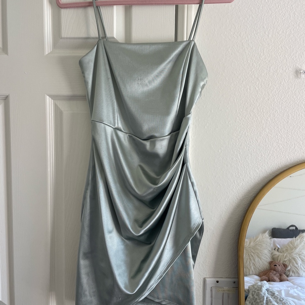 Elegant Green Satin Dress